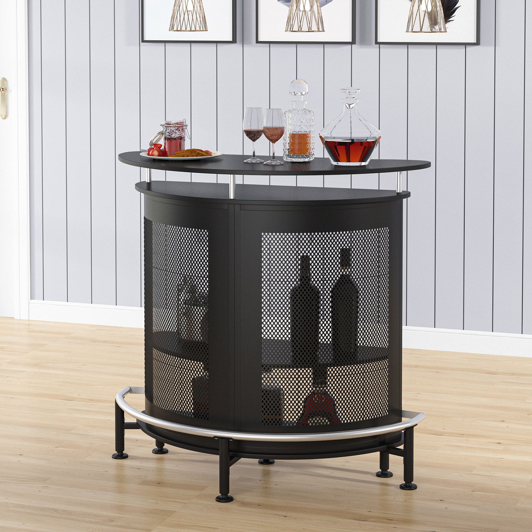 Tribesigns Bar Unit, 3 Tier Home Liquor Bar Table Modern Bar Cabinet