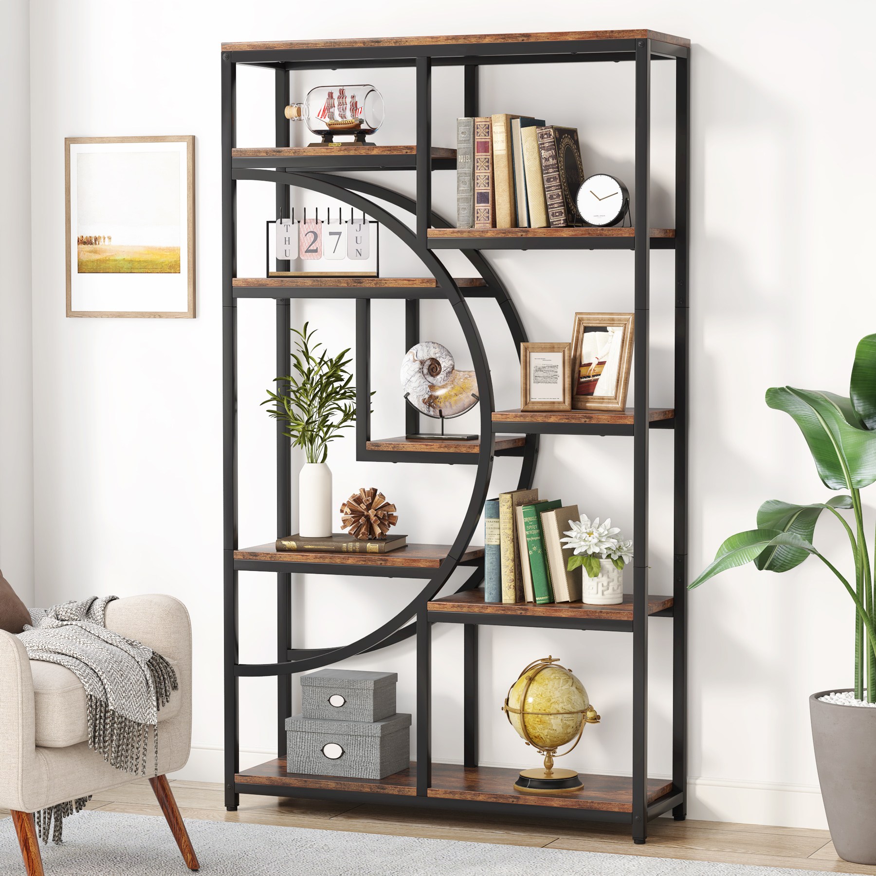 Tribesigns Freestanding Bookshelf, 68.9" Etagere Bookcase with 9 Open Shelves