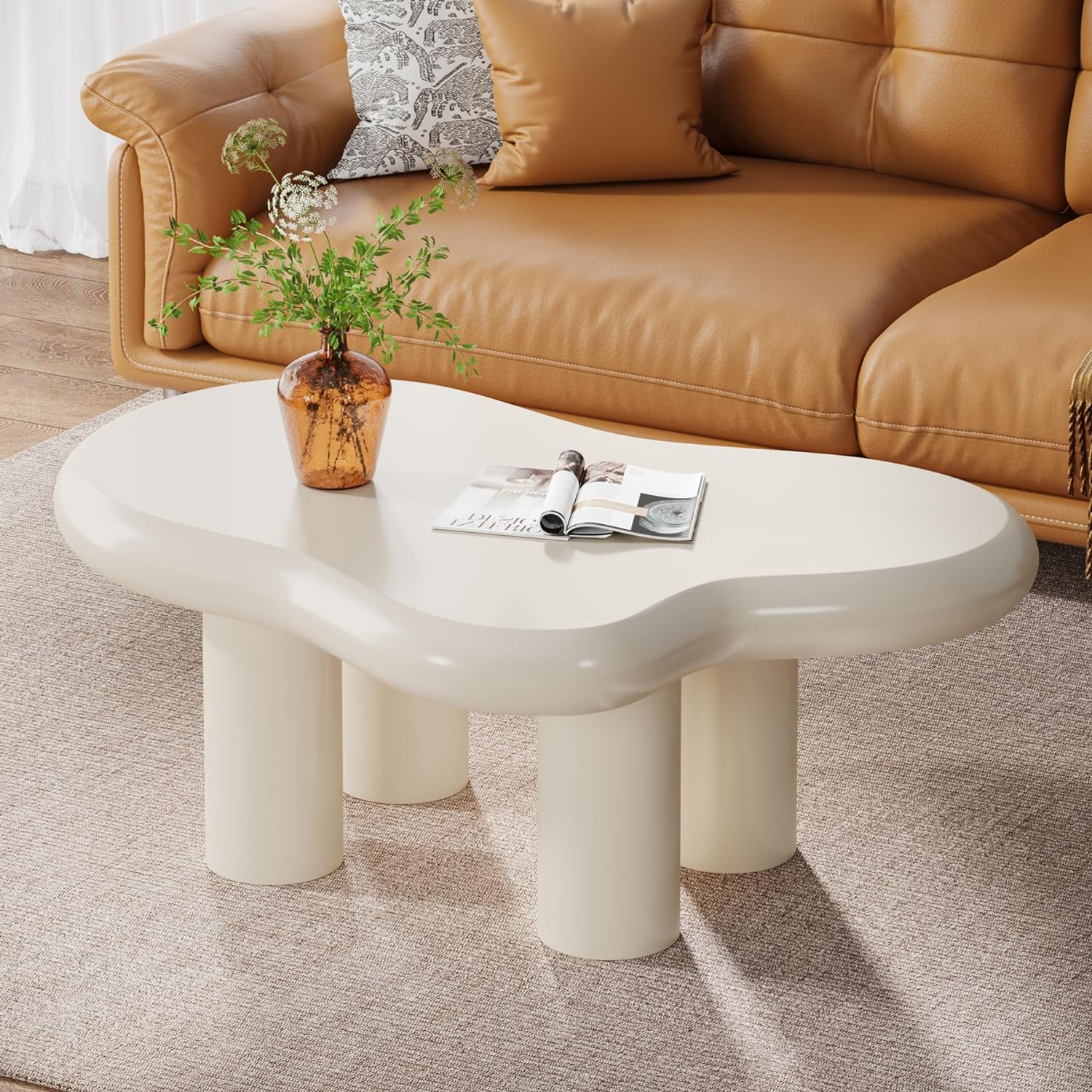 Tribesigns Cloud-Shaped Coffee Table, Modern Center Table with 4 Solid Legs