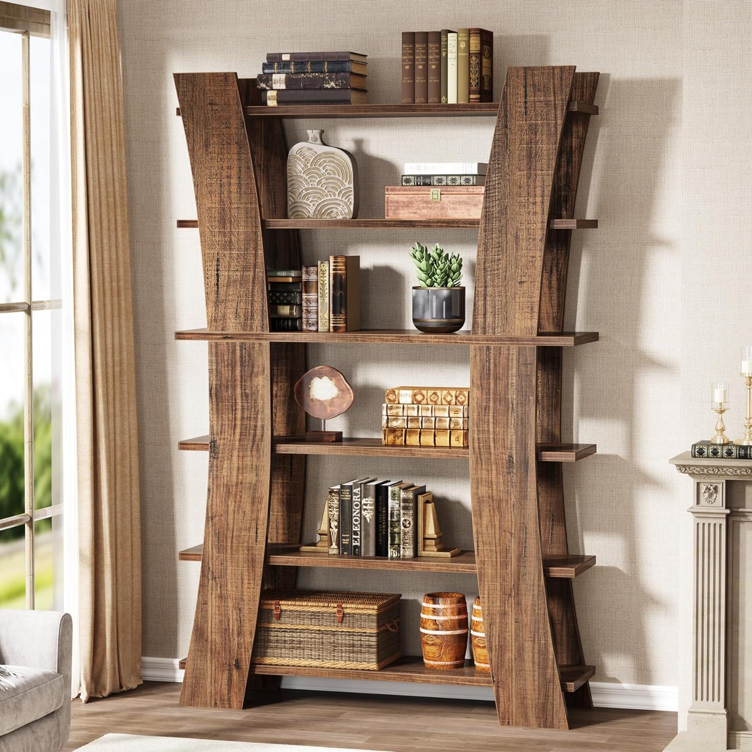 Tribesigns 70.8” Bookshelf, 6-Tier Wood Etagere Bookcase Display Shelf with 6 Shelves 